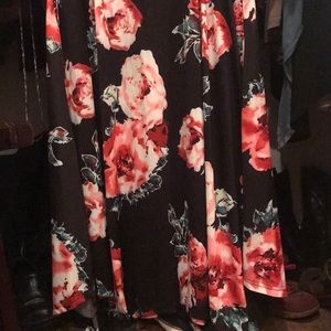 Black/pink floral maxi dress